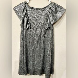 Zara silver Ruffle Short Flutter Sleeve  Dress 9